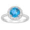7mm Round Swiss Blue Topaz And White Topaz Accents Rhodium Over Sterling
Silver Halo Ring