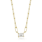 Sterling Statements 14K Yellow Gold Over Sterling Silver White CZ
Necklace with Paperclip Chain
