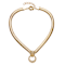 Emerald Color CZ Panther Head Door Knocker Necklace In 14K Gold Over Brass