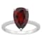 12x8mm Pear Shape Garnet and 1/10 ctw Diamond Rhodium Over Sterling
Silver Ring