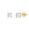 White Cubic Zirconia 14k Yellow Gold Studs With Velvet Gift Box 1.00ctw