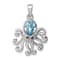 Rhodium Over Sterling Silver Polished Crystal Octopus Pendant