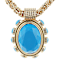 Turquoise Simulant And Crystal Enhancer Pendant With Byzantine Chain In
Gold Tone