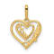 14K Yellow Gold Cubic Zirconia Mom and Daughter Heart Pendant
