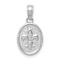 Rhodium Over 14k White Gold Textured Mini Fleur-De-Lis Oval Charm