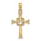 10K Yellow Gold Polished and Textured Cross with Dove Charm