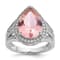 Rhodium Over Sterling Silver Pink Nano Crystal and Cubic Zirconia
Teardrop Halo Ring
