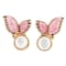 Barse Jewelry Mother-of-Pearl With Rhodonite Gold Tone Butterfly Earrings