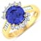 3.15ctw Violet Tanzanite and Diamond 14K Yellow Gold Halo Ring