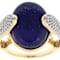 Lapis Lazuli Large Oval And White Zircon Ring In 18K Gold Over Sterling
Silver 1.44ctw