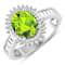 14K White Gold Green Peridot and White Diamond Oval Halo Ring 2.12ctw