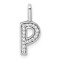 14K White Gold Diamond Letter P Initial Pendant