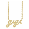 14K Yellow Gold Lowercase Script gigi Necklace, 18 Inches.