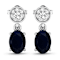 1.50ctw 14K White Gold Blue Sapphire and White Diamond Halo Earrings