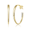 Clear Cubic Zirconia, 14k Gold Over Sterling Silver with 3-Stone C-Hoop
Earrings 0.28ctw