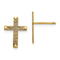 14k Yellow Gold Brushed and Textured Finish Cross Stud Earrings