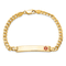 14k Yellow Gold Medical Red Enamel Flat Curb Link ID Bracelet