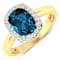 2.17ctw London Blue Topaz and Diamond 14K Yellow Gold Halo Ring