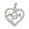 Rhodium Over Sterling Silver MOM Cubic Zirconia Heart Pendant