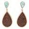Barse Jewelry Composite Turquoise Rosette Leather & Gold Tone Dangle Earrings