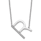 Rhodium Over 14k White Gold Sideways Diamond Initial R Pendant Cable
Link 18 Inch Necklace