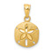 14k Yellow Gold Satin and Diamond-Cut Sand Dollar Pendant