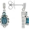 Blue Apatite Cat's Eye With Sapphire And Diamond Earrings In Sterling
Silver 0.32ctw