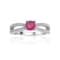 Round Ruby with White Sapphire Accents Sterling Silver Split Shank Ring, 0.60ctw