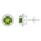 6mm Round Peridot And Created White Sapphire 10k White Gold Halo Stud Earrings