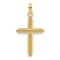 14k Yellow Gold Polished Beaded Textured Cross Pendant