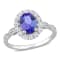 1.87ctw Tanzanite, White Topaz And Diamond Accent 14k White Gold Halo Ring