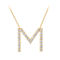 White Lab-Grown Diamond F-G SI 14K Yellow Gold Over Silver "M"
Initial Station Necklace 0.50ctw