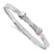 Rhodium Over Sterling Silver Pink Cubic Zirconia Princess Adjustable Bangle