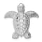Rhodium Over Sterling Silver Polished and Textured Turtle Chain Slide Pendant