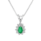 0.35ctw Pear Shape Emerald and Round Diamond Pendant 14k White Gold