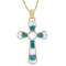 Cultured Freshwater Pearl, Turquoise And Mother-Of-Pearl Cross Pendant
Necklace In 18K Gold Over Sterling Silver