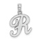 Rhodium Over 14k White Gold Polished Script Letter R Initial Pendant