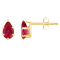 6x4mm Pear Shape Lab Created Ruby 10k Yellow Gold Stud Earrings