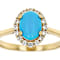 Turquoise Oval Halo Ring In 18K Gold Over Sterling Silver 0.30ctw