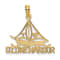 14k Yellow Gold Textured I Love Stone Harbor Sailboat pendant