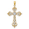 14K Two-tone Gold  Textured and Diamond-Cut Cut-Out Cross Pendant