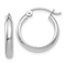 Rhodium Over 14k White Gold 1/2" Round Tube Hoop Earrings