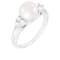 White Cultured Freshwater Pearl Ring Rhodium Over Silver