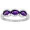 Amethyst Three-Stone Ring In Platinum Over Sterling Silver