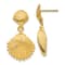 14k Yellow Gold Textured Scallop Shell Dangle Earrings