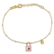 Children's Lock and Heart Pink Enamel Chain Bracelet 18K Yellow Gold
Over Sterling Silver
