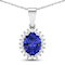 1.15ctw 14K White Gold Tanzanite and White Diamond Pendant with 18 inch
Cable Chain
