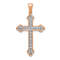 14k Rose Gold and Rhodium Over 14k Rose Gold Diamond Cross Pendant