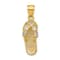 14k Yellow Gold 3D Textured Cubic Zirconia April Birthstone Flip Flop Pendant