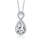 Pear Shape CZ Halo Pendant Necklace In Sterling Silver